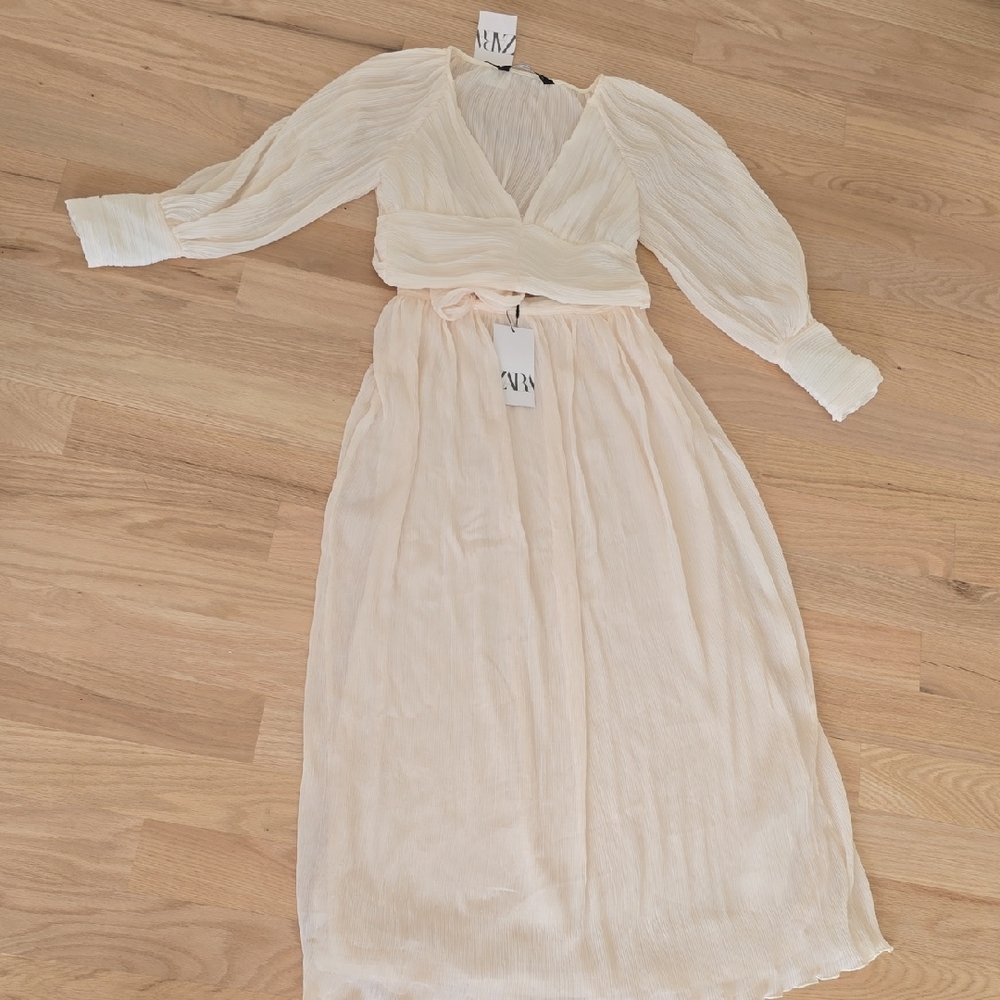 Zara Cream A-Line Skirt Dress